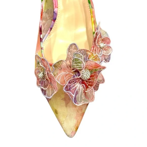 Betsey Johnson Women's PETRA Floral Slingback Heels - Pink Size 8 - Picture 4 of 15